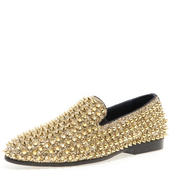 gold loafers